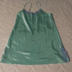 Valerie Stevens Green Chemise with Blue Lace Trim